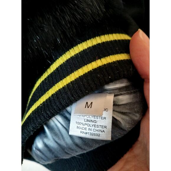 Heurueh Real People Faux Fur Bomber Jacket Black Designer Graffiti Back - Picture 6 of 8